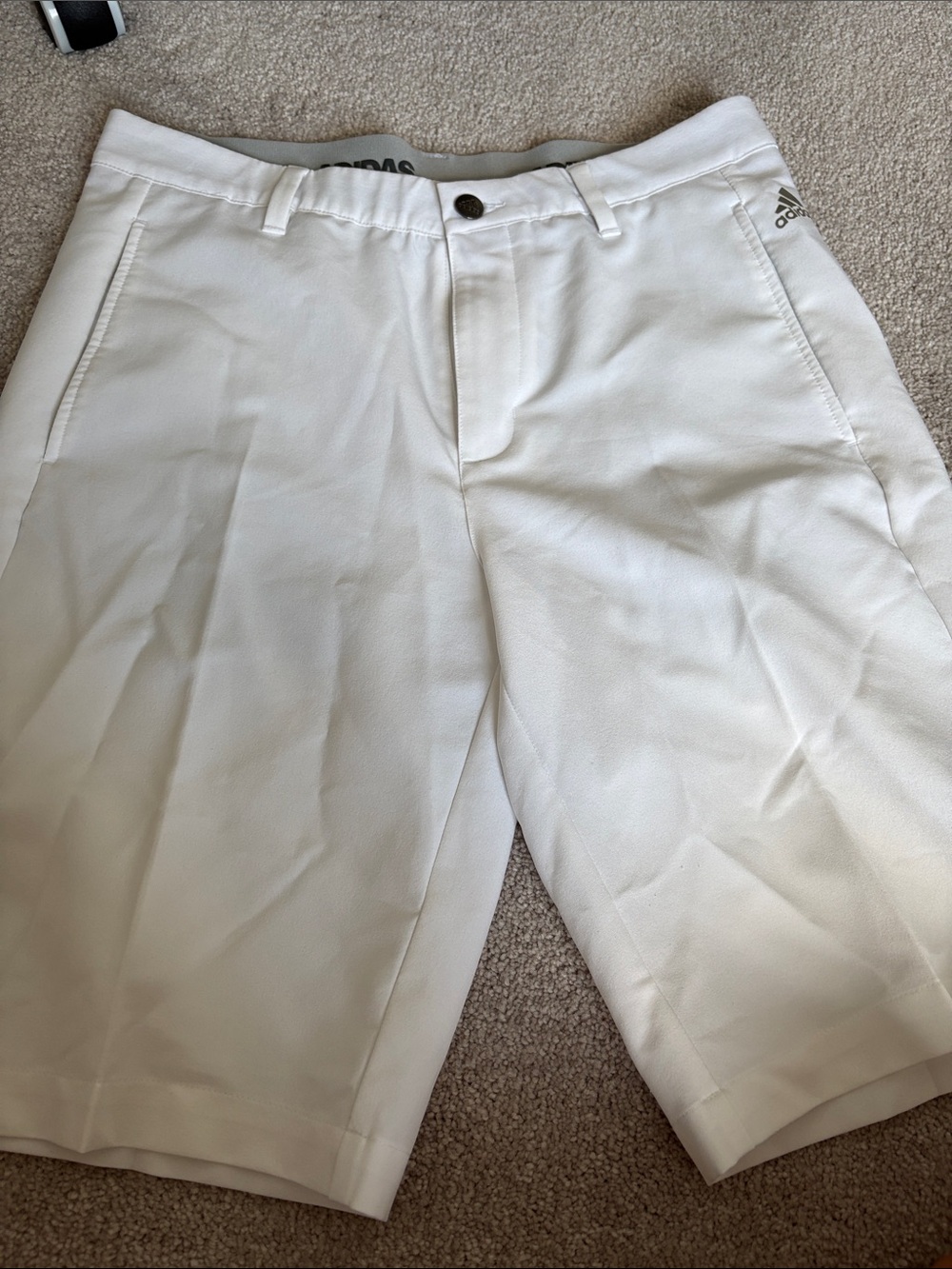 adidas White Men’s Flat Front Golf Shorts